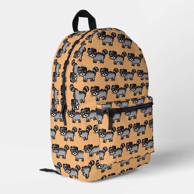 cute raccoon printed backpack (Back Corner Left)