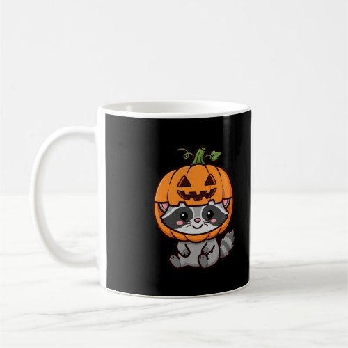 Cute Raccoon Pumpkin Hat Halloween Coffee Mug