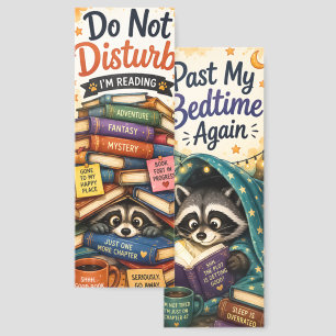 Cute Raccoon Reading Bookmarks