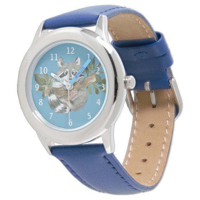 Cute Raccoon Rustic Woodland Girls First Watch (Angled)
