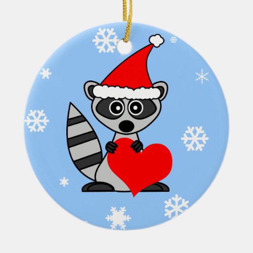 Cute Raccoon Santa Hat Christmas Ornament