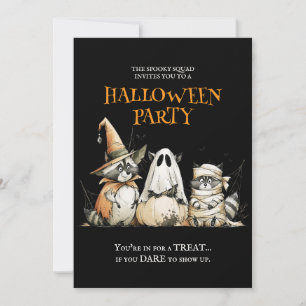 Cute Raccoon Spooky Squad Funny Halloween Party Invitation