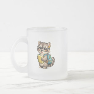 Cute Raccoon Student Frosted Glass Mug