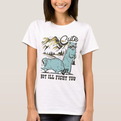 Cute Raccoon Summer Retro T_Shirt