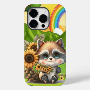 cute raccoon sunflower lovers Case-Mate iPhone 14 pro case