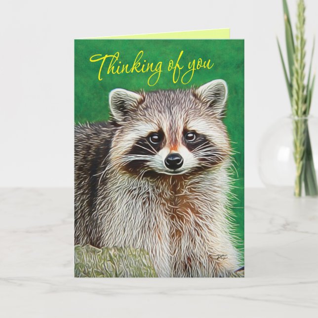 Cute Raccoon Thinking of You Card (Front)