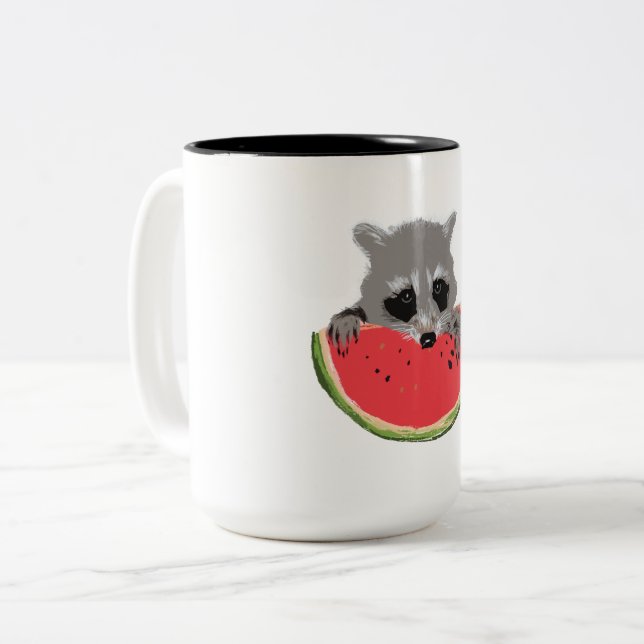 Cute Raccoon Two-Tone Coffee Mug (Front Left)
