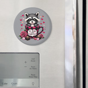 Cute Raccoon Valentine Buffalo Plaid Aesthetic Magnet