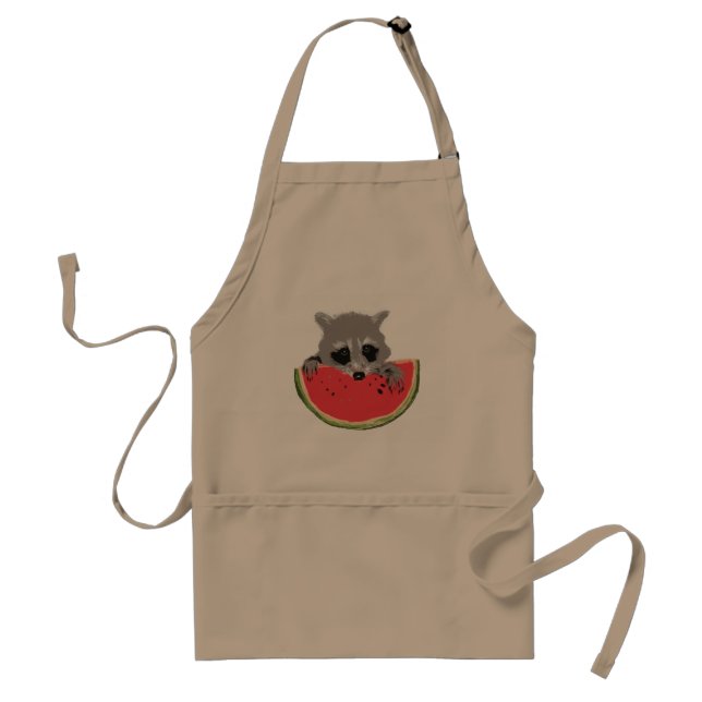 Cute Raccoon Watermelon  Adult Apron (Front)