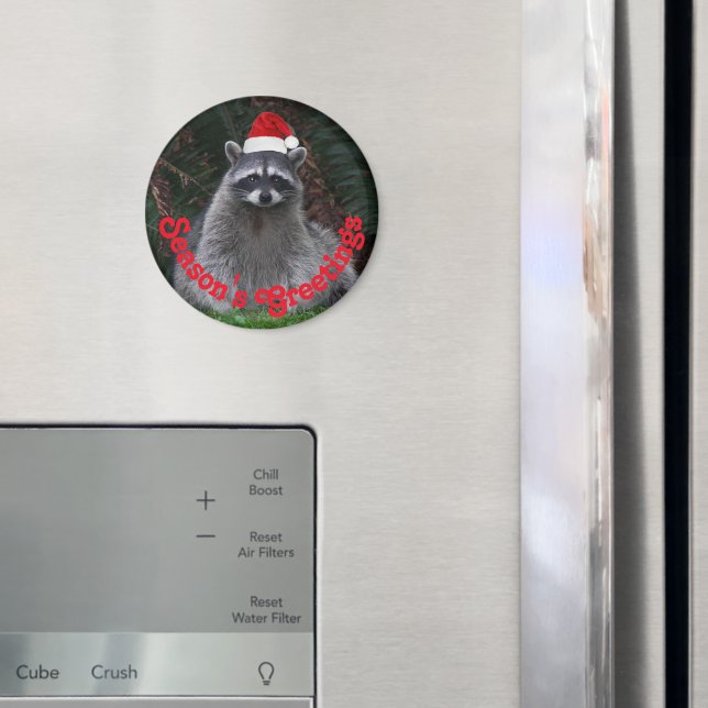 Cute Raccoon Wearing Red Santa Hat Holiday Magnet (In Situ (Fridge))