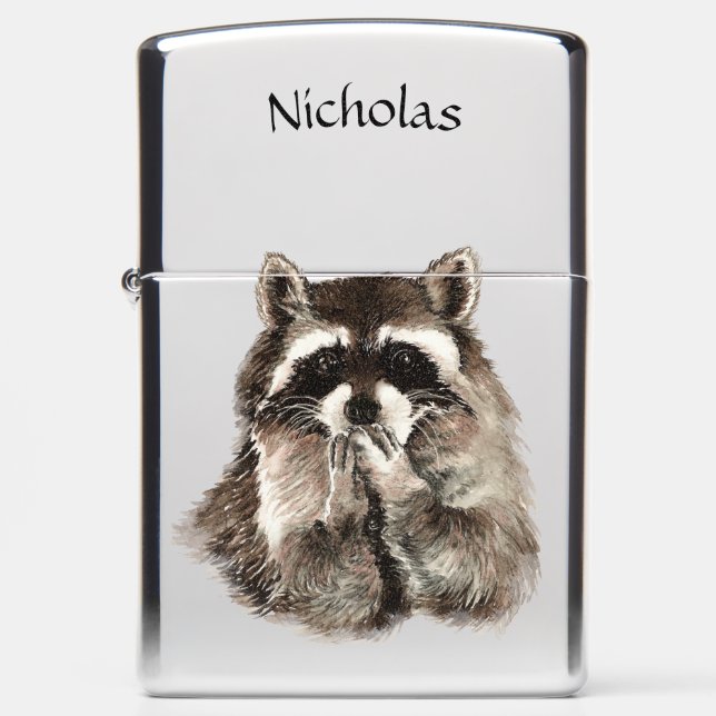 Cute Raccoon Wildlife Animal Nature Art Zippo Lighter (Front)