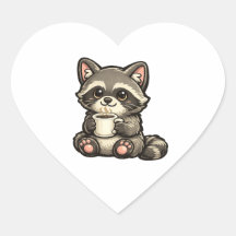 Cute Raccoon with Coffee – Cozy Kawaii Animal