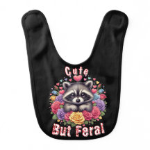 Cute Raccoon with Colorful Flowers and Hearts
