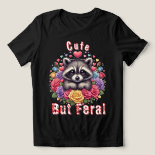 Cute Raccoon with Colorful Flowers and Hearts Tri-Blend Shirt