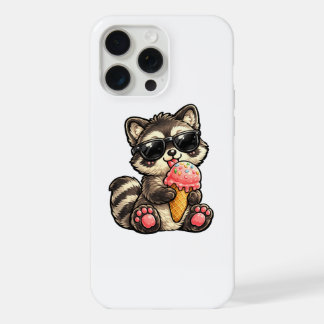 Cute Raccoon With Ice Cream And Sunglasses iPhone 15 Pro Max Case