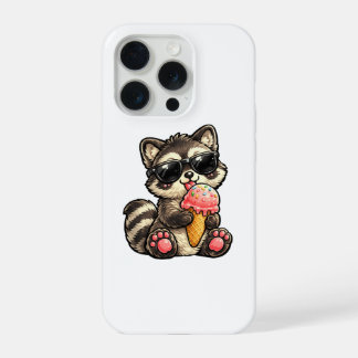 Cute Raccoon With Ice Cream And Sunglasses iPhone 15 Pro Case