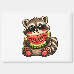 Cute Raccoon with Watermelon Magnet