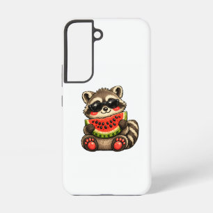 Cute Raccoon with Watermelon Samsung Galaxy S22 Case