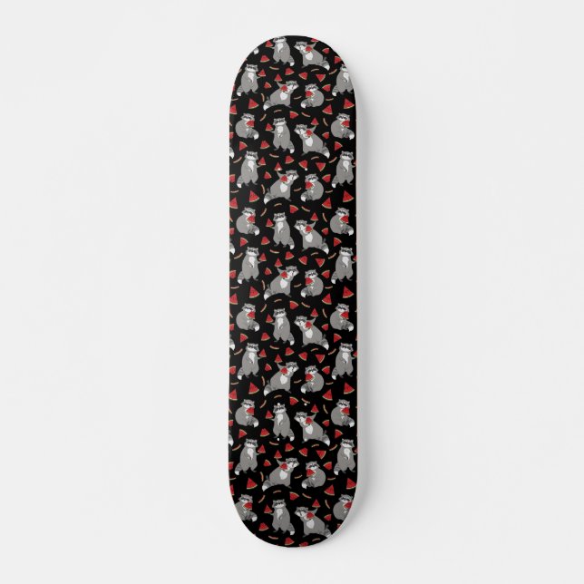 Cute raccoon with watermelon skateboard (Front)