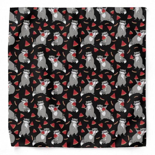 Cute Raccoon with Watermelon Slice Bandana (Front)