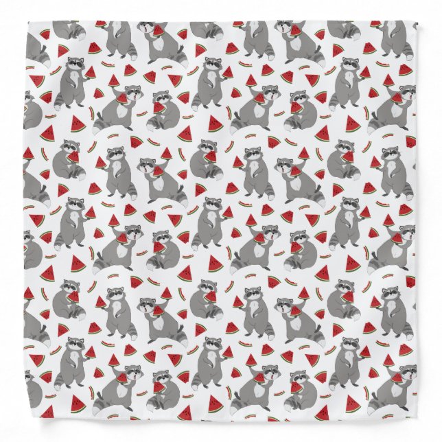 Cute Raccoon with Watermelon Slice Bandana (Front)