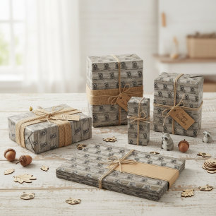 Cute Raccoon & Wood Plank Wrapping Paper