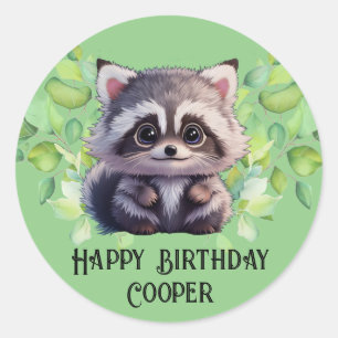 Cute raccoon woodland animals forest friends classic round sticker