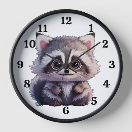 Cute raccoon woodland animals forest friends  clock