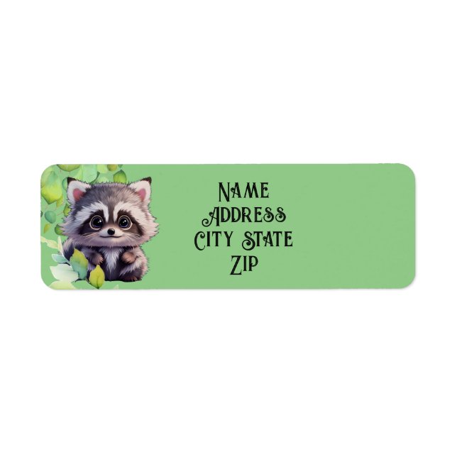Cute raccoon woodland animals forest friends  label (Front)