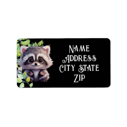 Cute raccoon woodland animals forest friends  label