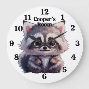 Cute raccoon woodland animals forest friends large clock