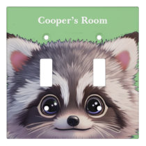 Cute raccoon woodland animals forest friends  light switch cover