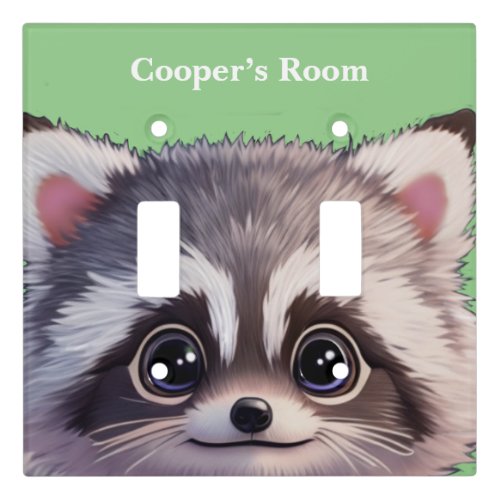 Cute raccoon woodland animals forest friends  light switch cover