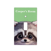 Cute raccoon woodland animals forest friends  light switch cover