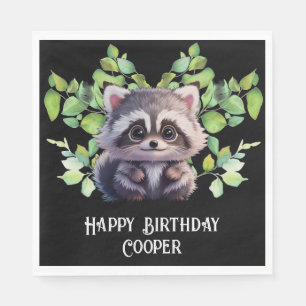 Cute raccoon woodland animals forest friends  napkins