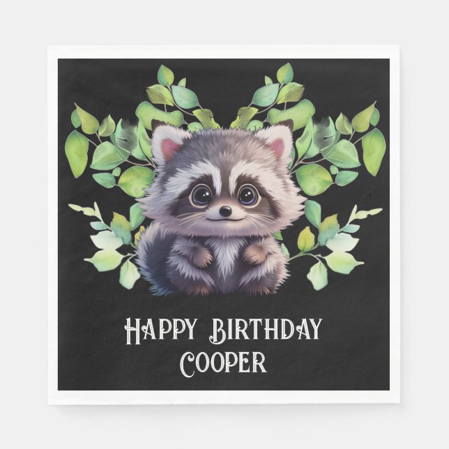 Cute raccoon woodland animals forest friends  napkins (Front)