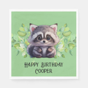 Cute raccoon woodland animals forest friends  napkins