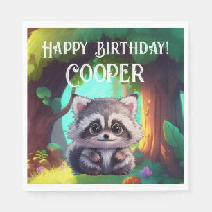 Cute raccoon woodland animals forest friends  napkins