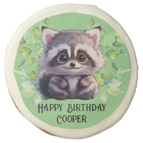 Cute raccoon woodland animals forest friends  sugar cookie