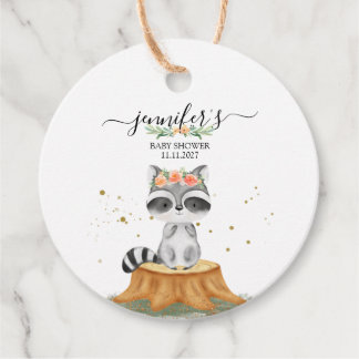 Cute Raccoon Woodland Baby Party Favor Tags