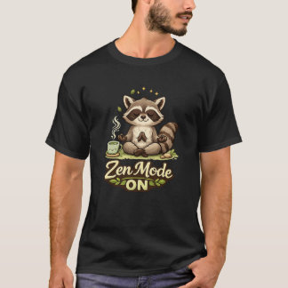 Cute Raccoon Yoga Meditation Cartoon Design T-Shirt