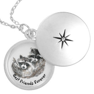 Cute Raccoons, Best Friends Forever, BFF,  Locket Necklace