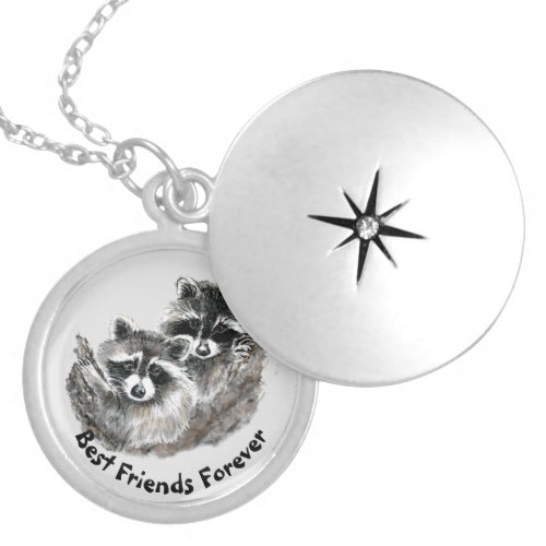 Cute Raccoons Best Friends Forever BFF  Locket Necklace