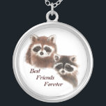 Cute Raccoons, Best Friends Forever, BFF, Silver Plated Necklace<br><div class="desc">Cute Raccoons,  Best Friends Forever,  BFF,  Animals,  Wildlife,  Nature</div>