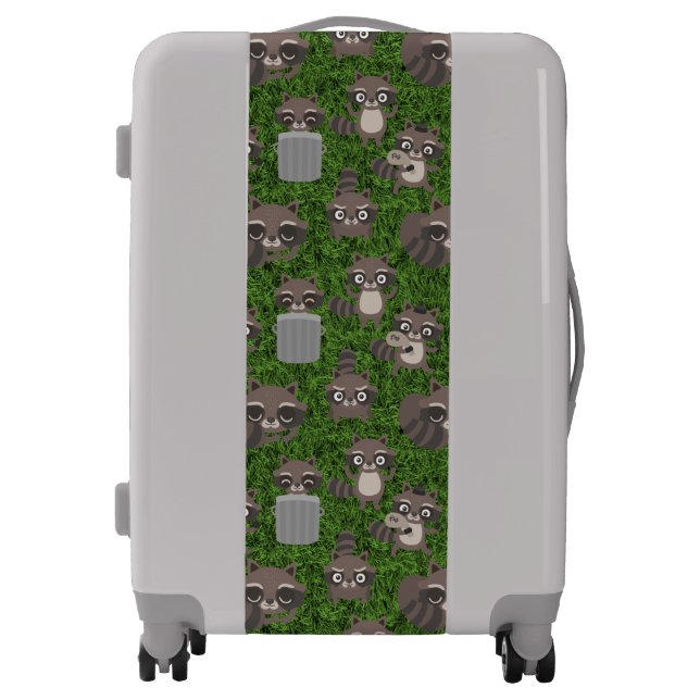 cute raccoons garbage trash cans luggage (Front)