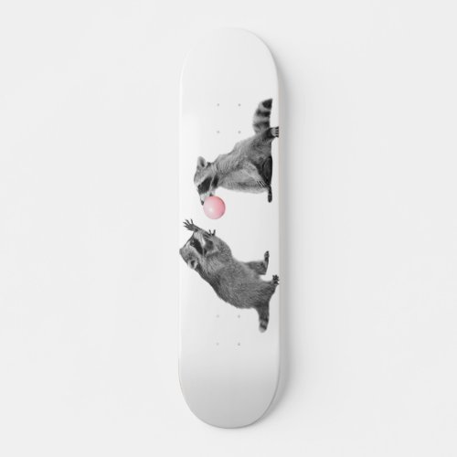 Cute Raccoons with Bubble Gum Skateboard