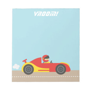 Cute Race Car Boy Racer Notepad