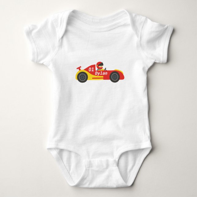 Cute Race Car For Boys Baby Bodysuit (Front)