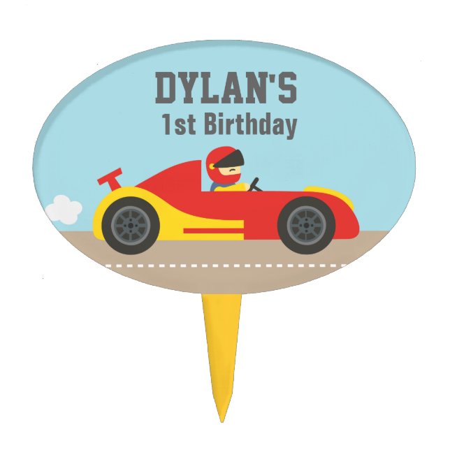 Cute Race Car For Boys Cake Topper (Front)