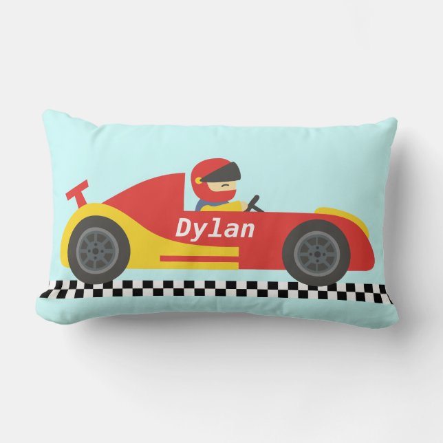 Cute Race Car For Boys Lumbar Pillow (Front)